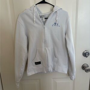 Disney Parks White Hooded Zip-Up Jacket with Castle Detail size Large